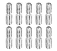 PATIKIL M10x1,5 à M12x1,75 Double Extrémité Fileté Goujon Vis Boulon, 10 Paquet 304 Inox Acier Tige Boulons Filetage Réducteur Adaptateur pour Meubles Matériel 40mm Long