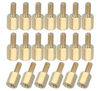 PATIKIL M2.5 x 6+6 mm Filetage Femelle Hex Laiton PCB Entretoise, 20 Pcs pour FPV Drone Quadcopter PCB Carte Mère Vis Acier Ensemble Écrou Ordinateur Électrique, Or
