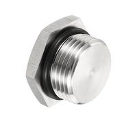 PATIKIL M20x1.5 Mâle Bouchon, 1 Paquet Imperméable Antipoussière 304 Inox Acier Filetage Hex Tête Prise Solide Tube Raccord avec Scellage Caoutchouc Anneau