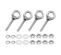 PATIKIL M3 x 20mm Pitons À Oeil, 4 Pcs 304 Acier Inoxydable Ensemble d'Anneaux de Levage Filetés Pitons À Oeil Épaulés Avec Écrous de Blocage Rondelles Plates Pour suspendu Hamacs, Argent