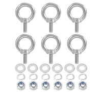 PATIKIL M5 x 12mm Pitons À Œil Avec Écrou, 6 Pièces 304 Acier Inoxydable Pitons À Œil À Épaulement Pour Levage Vis À Filetage Pour suspendu, Argent