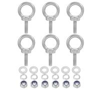 PATIKIL M6 x 20mm Pitons À Œil Avec Écrou, 6 Pièces 304 Acier Inoxydable Pitons À Œil À Épaulement Pour Levage Fileté Vis Pour suspendu, Argent