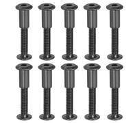 PATIKIL M6 x 30 mm Vis Chicago à Tête Hexagonale, 20 Ensembles Vis de Fixation pour Boulons, Écrous à Tête Creuse, pour Scrapbooking, Ceinture, Album Photo, Réparation de Meubles, Noir