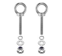 PATIKIL M6 x 40mm Épaulement Boulon À Oeil, 2 Pcs 304 Acier Inoxydable Anneau De Levage Boulon À Oeil Fileté Avec Écrous À Collerette Ressorts Et Rondelles Plates Sangles D'Arrimage