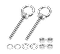 PATIKIL M6 x 50mm Boulon À Oeil, 2Pcs 304 Acier Inoxydable Ensemble Anneau De Levage Fileté Boulon À Épaule Avec Écrous Serrage Rondelles Plates Pour Accrocher Hamacs Articles, Argent