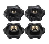 PATIKIL M8 x 32mm Écrou Molette À Trou Traversant, 4 Pcs Molette Femelle En Laiton À Visser, Molettes En Plastique Étoile, Poignées De Serrage, Molettes Filetées Noires