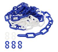 PATIKIL Maillons chaîne plastique, Chaînes sécurité 10 pieds, Chaînes plastique bleu/blanc pour barrières, contrôle foule, files d'attente, parkings, portails, concerts et décoration