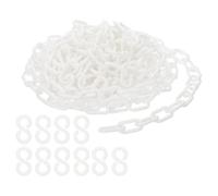 PATIKIL Maillons chaîne plastique, Chaînes sécurité 30 pieds, Chaînes plastique blanches pour barrières, contrôle foule, files d'attente, parkings, portails, concerts et décoration