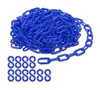 PATIKIL Maillons chaîne plastique, Chaînes sécurité 30 pieds, Chaînes plastique bleu pour barrières, contrôle foule, files d'attente, parkings, clôtures, portails, concerts et décoration