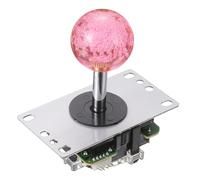 PATIKIL Manette De Jeu D'Arcade, 8 Directions 5A 12/14V Style Classique Compétition Long Manche Pour Machine D'Arcade Cabinet Pièces DIY, Rose Transparent
