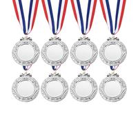 PATIKIL Médailles De Récompense, 8 Pcs Médailles pour Premier Deuxième Troisième Prix avec Rubans De Cou pour Compétitions Sportives Concours D'orthographe, 2.5 Pouces De Large, Argent
