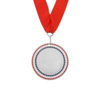 PATIKIL Médailles De Récompense, Médaille De Deuxième Place Prix Diamants Insérés avec Ruban Rouge pour Compétitions Jeux Sportifs Concours D'orthographe, 3 Pouces De Largeur, Argent