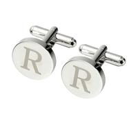 PATIKIL Men Cufflinks, Initial Cufflinks Pour Men Classic Alphabet Letter R Copper Round Cuff Links 26 Letters A-Z Pour Father Husband Weddings Gift Business Birthday, Silver
