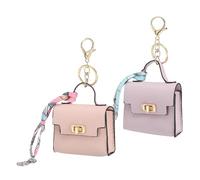 PATIKIL Mini Backpack Keychain Pouch, 2 Pcs Mignon Porte-Monnaie en Cuir pour Hommes Femmes Pièces Maquillage Casque Câble, Pink/Purple
