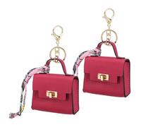 PATIKIL Mini Backpack Keychain Pouch, 2 Pcs Mignon Porte-Monnaie en Cuir pour Pièces Porte-Monnaie pour Hommes Femmes Pièces Maquillage Casque Câble, Hot Pink