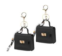 PATIKIL Mini Backpack Keychain Pouch, 2 Pcs Mignon Portefeuille en Cuir pour Pièces Porte-Monnaie pour Hommes Femmes Change Maquillage Casque Câble, Noir