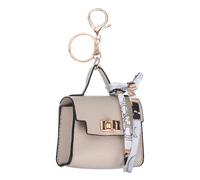 PATIKIL Mini Backpack Porte-Clés, Mignon Porte-Monnaie Porte-Clés Sac À Dos en Cuir PU Petite Chaine De Clés Mini Pochette pour Casque Porte-Clés pour Femmes Organisateur De Carte, Beige