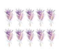 PATIKIL Mini Bouquet De Fleurs Séchées, 10 Pcs Pampas Herbe Naturelle Fleurs Sauvages avec Tige ornementation Souffle De Plante Florale Boho pour Artisanat DIY Accessoires, Violet