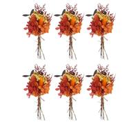PATIKIL Mini Bouquet De Fleurs Séchées, 6 Pcs Herbe De Pampas Naturelle Fleur Naturel avec Tige ornementation Souffle De Plante Florale Boho pour Artisanat DIY Accessoires, Orange Rouge
