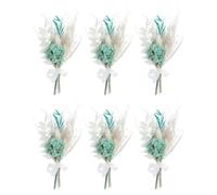 PATIKIL Mini Bouquet De Fleurs Séchées, 6 Pcs Pampas Herbe Naturelle Fleurs Sauvages avec Tige ornementation Souffle De Plante Florale Boho pour Artisanat DIY Accessoires, Bleu Vert