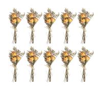 PATIKIL Mini Bouquet Fleurs Séchées, 10 Pcs Rose Naturelle Fleur avec Tige Décoration Gypsophile Boho Plante Florale pour Loisirs Créatifs DIY Cadeau Mariage, Jaune/Rouge