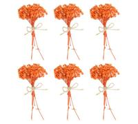 PATIKIL Mini Bouquet Fleurs Séchées, 6 Pcs Gypsophile Naturelle avec Tige Décoration Florale Boho Plante Fleur pour Loisirs Créatifs DIY Accessoires Photo Cadeau Décoration Mariage, Orange