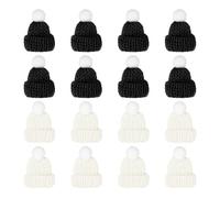 PATIKIL Mini Chapeaux De Noël En Laine, 16Pcs Miniatures Chapeaux De Poupée DIY Artisanat Tricot Décoration Pour DIY Accessoires， Black, Snow White
