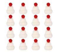 PATIKIL Mini Chapeaux De Noël En Tricot, 16Pcs Miniatures Chapeaux De Poupée DIY Décoration Tricot Pour DIY Accessoires Cheveux Artisanat Fête Ornements D'Arbre, Crème