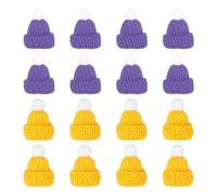 PATIKIL Mini Chapeaux De Noël Tricotés, 16Pcs Miniatures Chapeaux De Poupée DIY Décoration Tricot Pour DIY Accessoires， Purple, Pine Flower Yellow