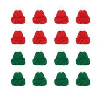 PATIKIL Mini Chapeaux En Laine De Noël, 16Pcs Miniatures Chapeaux De Poupée DIY Décoration Artisanale Pour DIY Accessoires， Rouge Vif, Vert Foncé
