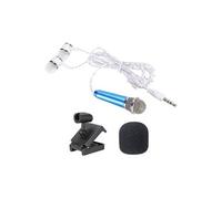 PATIKIL- Mini Microphone avec Earphone, Mic Support et Couverture Paquet de 1, Bleu