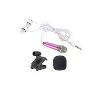 PATIKIL- Mini Microphone avec Earphone, Mic Support et Couverture Paquet de 1, Rose Rouge