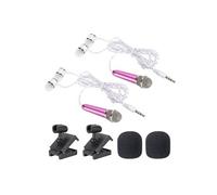 PATIKIL- Mini Microphone avec Earphone,Mic Support et Couverture Paquet de 2,Rose Rouge