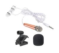 PATIKIL Mini Microphone Portable Vocal Microphone Rose Doré pour Voice Enregistrement et Chanter avec Earphone, Mic Support et Couverture Paquet de 1