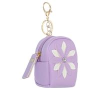 PATIKIL Mini porte-clés pour femme, sac à dos créatif avec pendentif fleur et strass, porte-clés en cuir synthétique pour maquillage, carte, rangement de câble de données, pochette à fermeture éclair