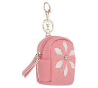 PATIKIL Mini porte-clés pour femme, sac à dos créatif avec pendentif fleur et strass, porte-clés en cuir synthétique pour maquillage, cartes, données, câble de données, pochette à fermeture éclair