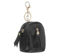 PATIKIL Mini sac à dos porte-clés pour femme, en cuir synthétique, joli sac à cosmétiques, porte-monnaie, porte-clés créatif, noir, Tendance