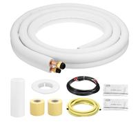 PATIKIL Mini Split Line Set, 10 Ft 1/4" 3/8" OD AC Extension Line Copper Pipe Tubing With Flared Nuts Thickened PE Insulated And Wire Pour Mini Split Air Conditioner HVAC Heat Pump System