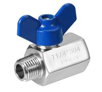PATIKIL Mini Vanne à Bille 1/4" Filetage NPT Mâle/Femelle, Vanne d'Arrêt en Acier Inoxydable 304 pour l'Eau, l'Huile, le Gaz, Raccord de Plomberie, Argent