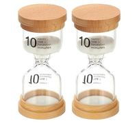 PATIKIL Minuteur De Sable 10 Minutes, 2 Pcs Sablier en Verre Borosilicate Haut avec Bois pour Jeux, Salle De Classe, Cuisine, Bureau, Décoration De Maison, Blanc