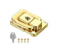 PATIKIL Moraillon de Verrouillage de Valise 1,6" x 1,10", 1Pcs Loquet à Bascule en Fer Avec Clés/Vis pour Boîte à Bijoux, Boîte à Outils en Bois, Doré