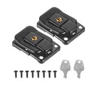 PATIKIL Moraillon de Verrouillage de Valise 1,6" x 1,10", 2Pcs Loquet à Bascule en Fer Avec Clés/Vis pour Boîte à Bijoux, Boîte à Outils en Bois, Noir