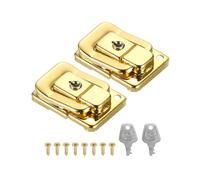 PATIKIL Moraillon de Verrouillage de Valise 1,6" x 1,10", 2Pcs Loquet à Bascule en Fer Avec Clés/Vis pour Boîte à Bijoux, Boîte à Outils en Bois, Doré
