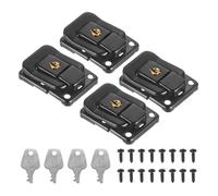 PATIKIL Moraillon de Verrouillage de Valise 1,6" x 1,10", 4Pcs Loquet à Bascule en Fer Avec Clés/Vis pour Boîte à Bijoux, Boîte à Outils en Bois, Noir