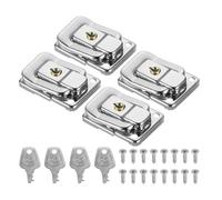 PATIKIL Moraillon de Verrouillage de Valise 1,6" x 1,10", 4Pcs Loquet à Bascule en Fer Avec Clés/Vis pour Boîte à Bijoux, Boîte à Outils en Bois, Argenté