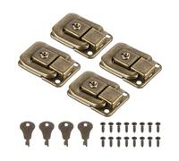 PATIKIL Moraillon de Verrouillage de Valise 1,6" x 1,10", 4Pcs Loquet à Bascule en Fer Avec Clés/Vis pour Boîte à Bijoux, Boîte à Outils en Bois, Bronze