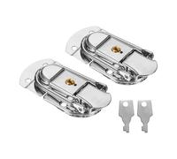 PATIKIL Moraillon de Verrouillage de Valise 2,64" x 1,34", 2Pcs Loquet à Bascule en Métal Avec Clé pour Boîte à Bijoux, Caisse en Bois, Boîte à Outils, Porte-Documents, Bagages, Argenté