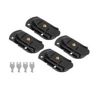 PATIKIL Moraillon de Verrouillage de Valise 2,64" x 1,34", 4Pcs Loquet à Bascule en Métal Avec Clé pour Boîte à Bijoux, Caisse en Bois, Boîte à Outils, Porte-Documents, Bagages, Noir