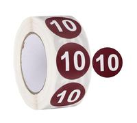 PATIKIL Number 10 Circle Stickers, Autocollants Ronds Numérotés 10 De 1 Pouce, Étiquettes Adhésives Codées Par Couleur 500 Étiquettes/Rouleau, Rouge Foncé Avec Texte Blanc