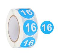 PATIKIL Number 16 Circle Stickers, Autocollants ronds numérotés de 1 pouce, étiquettes autocollantes numérotées avec code couleur 500 étiquettes/rouleau, bleu lac avec texte blanc